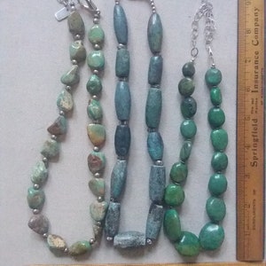 Handmade Artisan Green Turquoise & Sterling Necklace - Green Turquoise - Choice Of Three Styles
