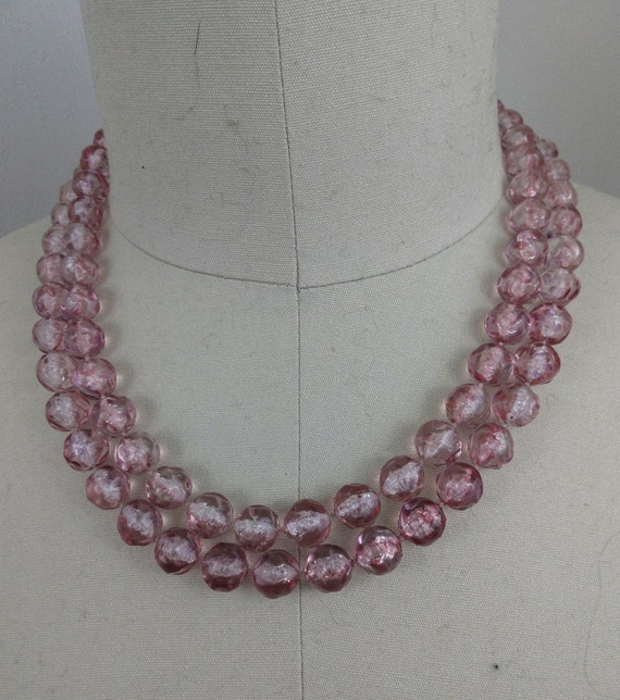 Beautiful Pink Double Strand Fancy Clasp Vintage … - image 4