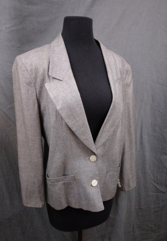 Vintage 1970s Blazer Jacket Wide Peaked Lapels - M