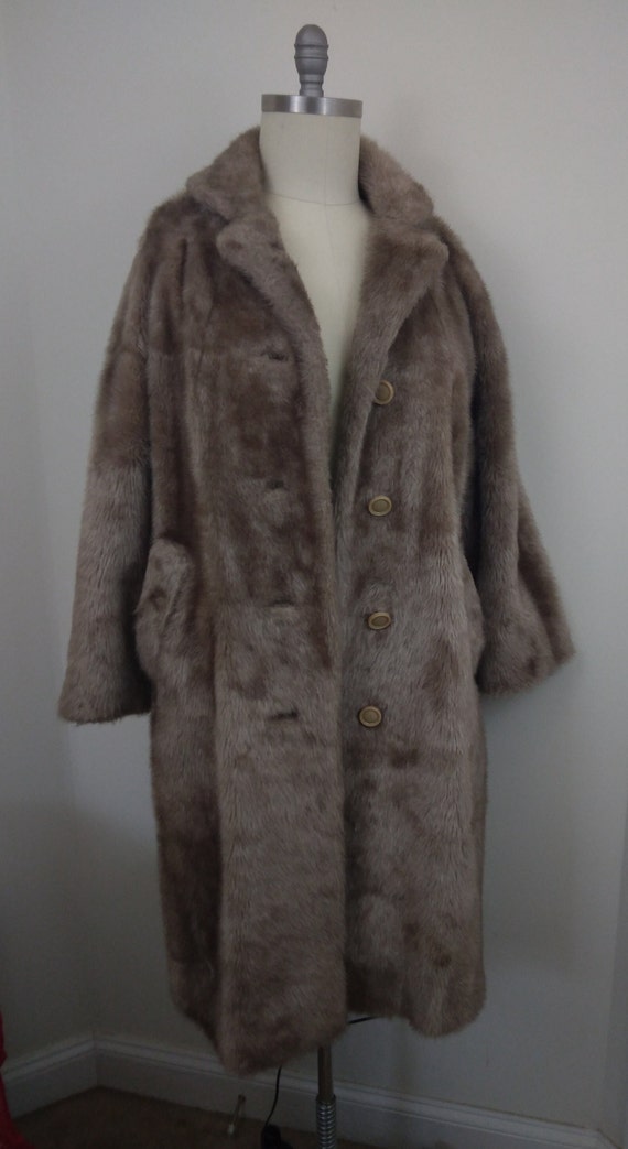 Vintage Honey Blonde Long Faux Fur Coat - L / XL … - image 8