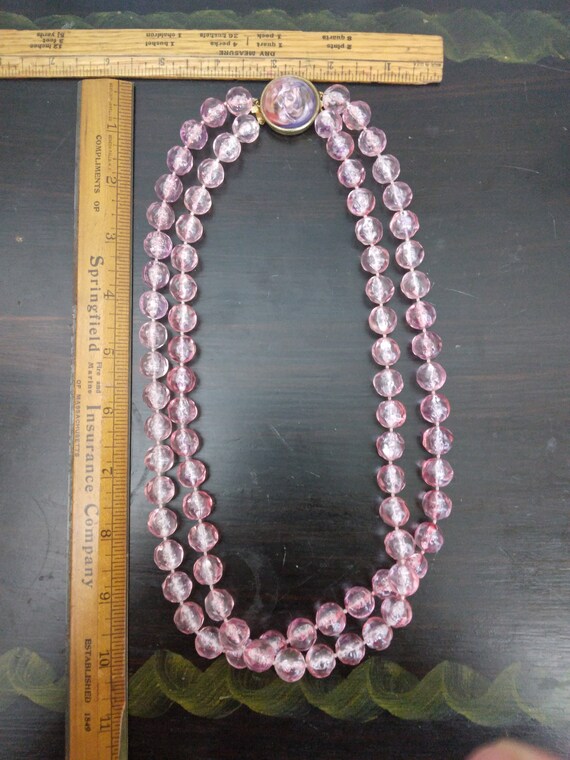 Beautiful Pink Double Strand Fancy Clasp Vintage … - image 9