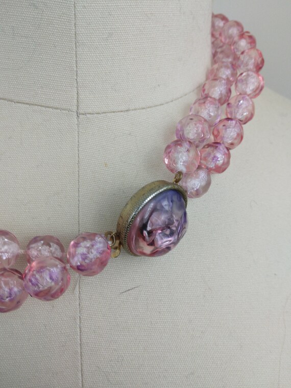 Beautiful Pink Double Strand Fancy Clasp Vintage … - image 8