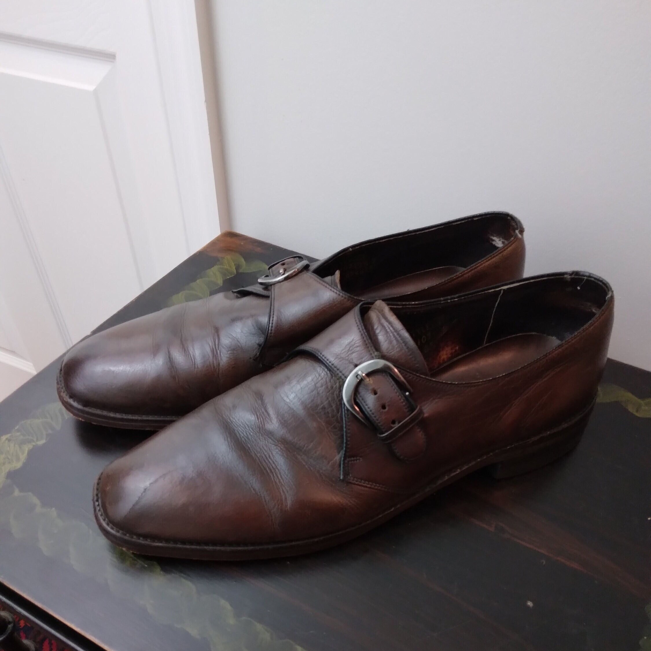 Men’s 60’s Black Leather Monk Strap Dress Shoes with Original ...