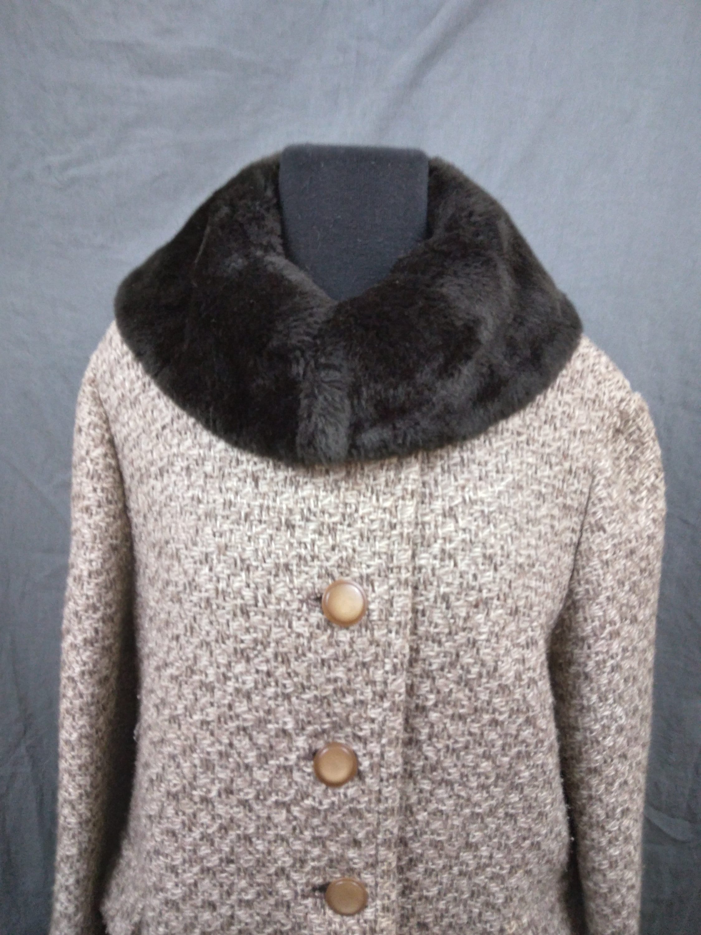 Tweed and Fur Coat - Etsy