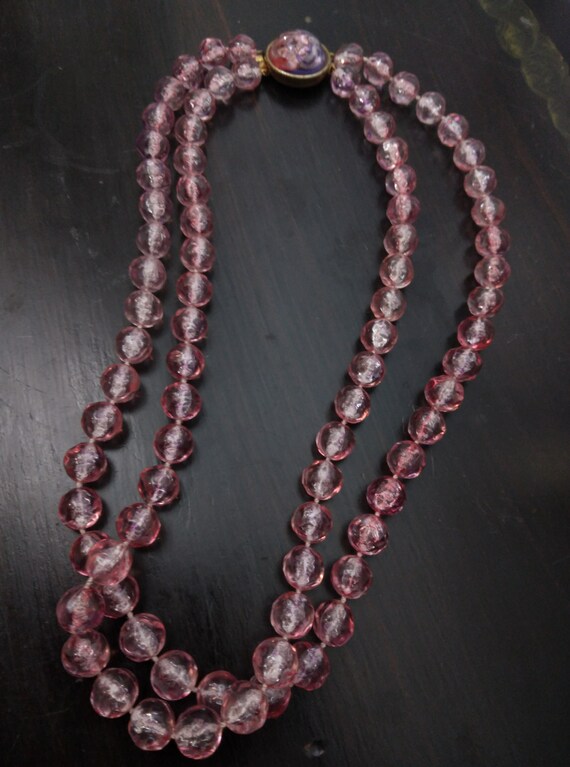 Beautiful Pink Double Strand Fancy Clasp Vintage … - image 3