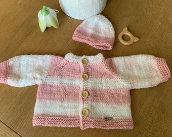 Baby jacket with cap hand-knitted