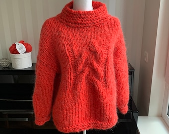 Mohair sweater "Coral" hand-knitted