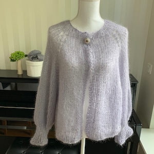 Mohair cardigan “Amethyst” hand-knitted