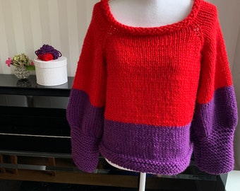 Women's wool sweater hand-knitted