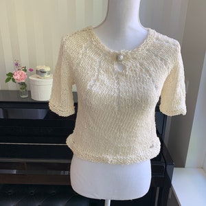 Damen Pullover mit Perlen, handgestrickt