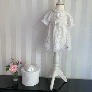 Baby christening dress hand knitted