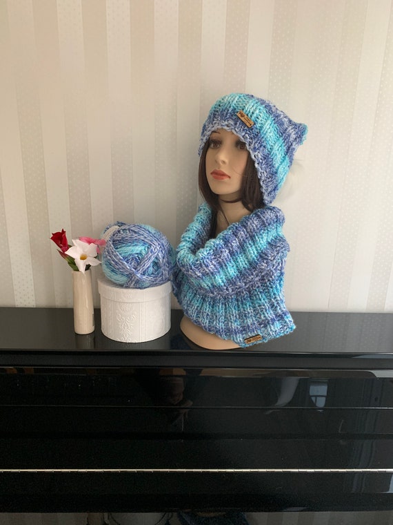 Ladies Set Hat and Neck Warmer, Hand-knitted - Etsy