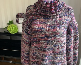 Women's Oversize Sweater "Berries" hand-knitted