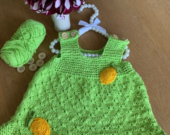 Robe bébé « Lemon » tricotée à la main