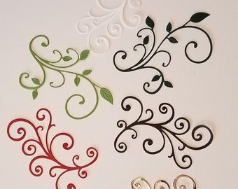 flower vines die cut card embellishments x 12 Scrolled
