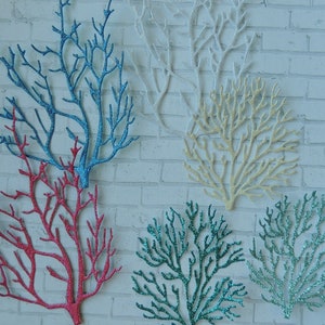 Set of 6 Handmade Glitter Cardstock Sea Coral Cut-Outs – Perfect for Crafts, Cards & Scrapbooking.