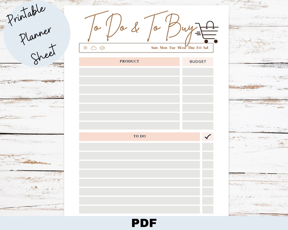 To Do To Buy List Printable Planner Sheet Printable Task List | Etsy