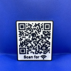 Custom 3D printed Wi-Fi  QR code / QR code Wi-Fi credentials. Scannable.