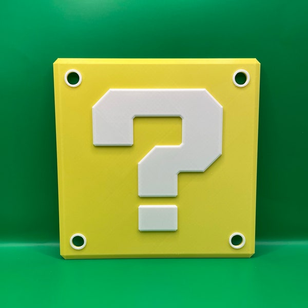 HUGE 3D printed Question Mark box block from Mario wall or shelf art