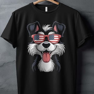 Camiseta patriótica para perro, camiseta con gafas y bandera estadounidense, camiseta para perro del 4 de julio, camiseta adorable para cachorro, camisetas para perro de EE. UU., camisetas modernas para amantes de los perros