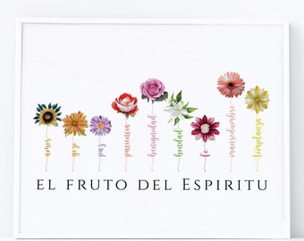 El fruto del Espíritu, Spanish Fruit of the Spirit, Spanish Printable Quote, Spanish Home Decor, Printable Wall Art, Verso de la biblia