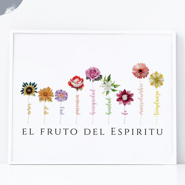 El fruto del Espíritu, Spanish Fruit of the Spirit, Spanish Printable Quote, Spanish Home Decor, Printable Wall Art, Verso de la biblia