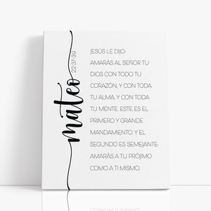 Spanish Bible Print, Mateo 22:37-39, Spanish Printable Quote, Bible Verse, Spanish Home Decor, Printable Wall Art, Verso de la Biblia