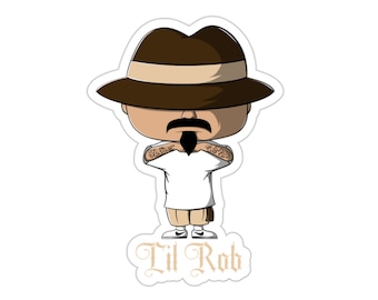 Lil Rob Kiss-Cut Stickers, gangsta stickers, Chicano culture, cholo Mexican style stickers, custom Phathead art stickers, Chicano rap
