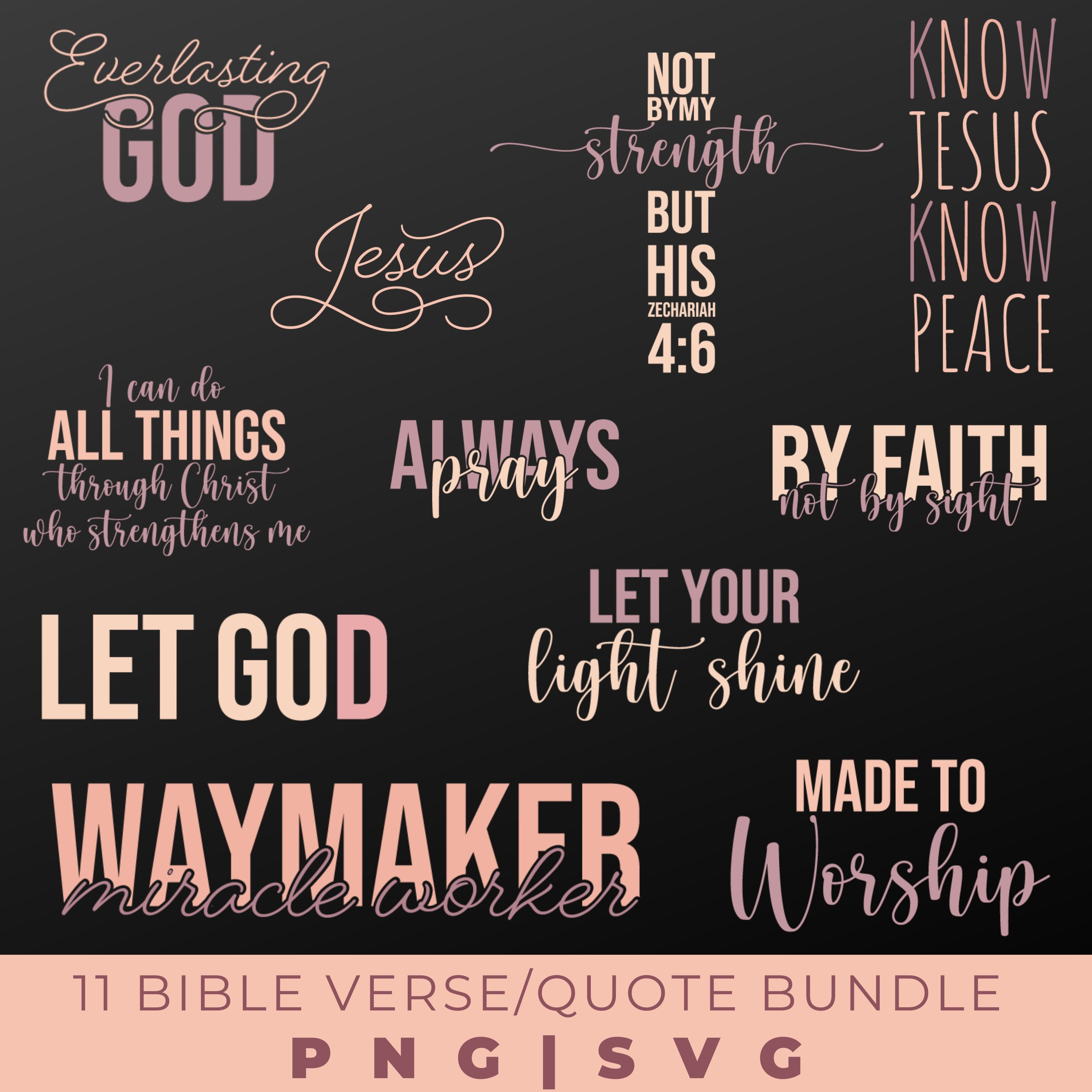 11 Bible Verse SVG and PNG Files, Ready for Cut Machine Files, Custom ...