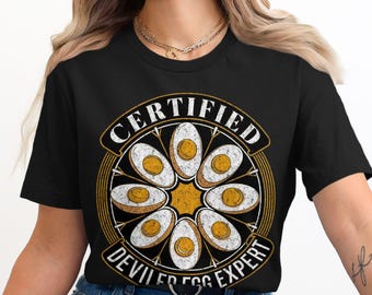 Certified Deviled Egg Expert Graphic T-Shirt, Funny Food Lover Tee, Egg Enthusiast Shirt, Vintage Style Foodie Gift