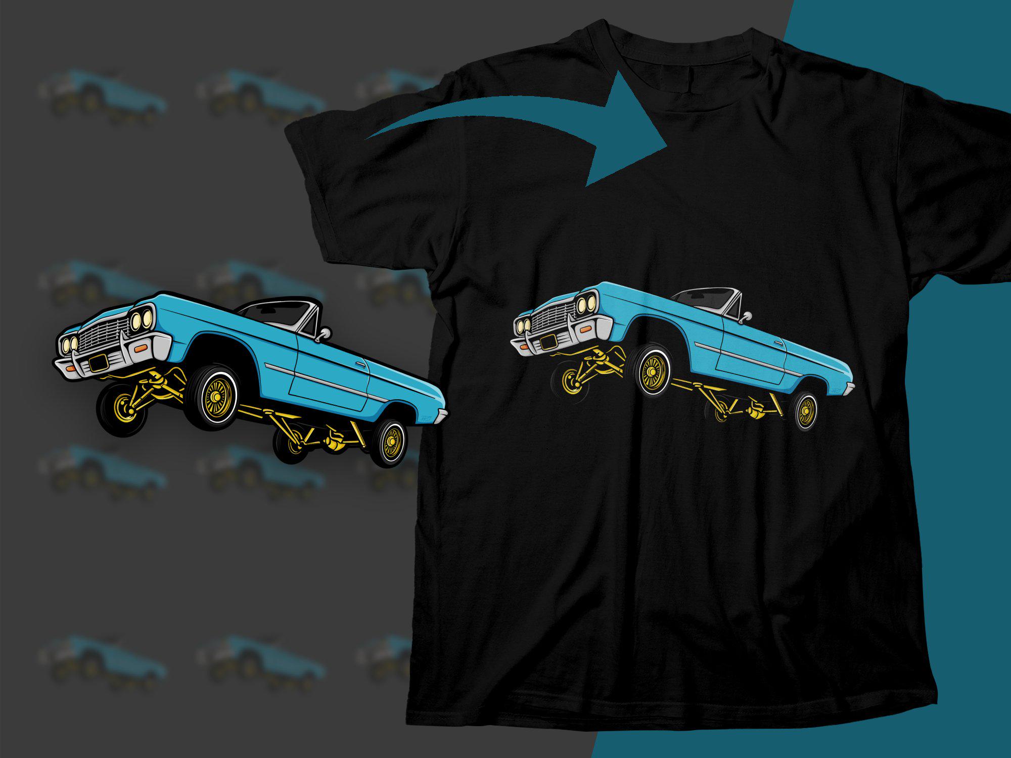 カスタムローライダーアート、手描きのチカーノカー、油圧イラスト カスタムローライダーアート、手描きのチカーノカー、油圧イラスト