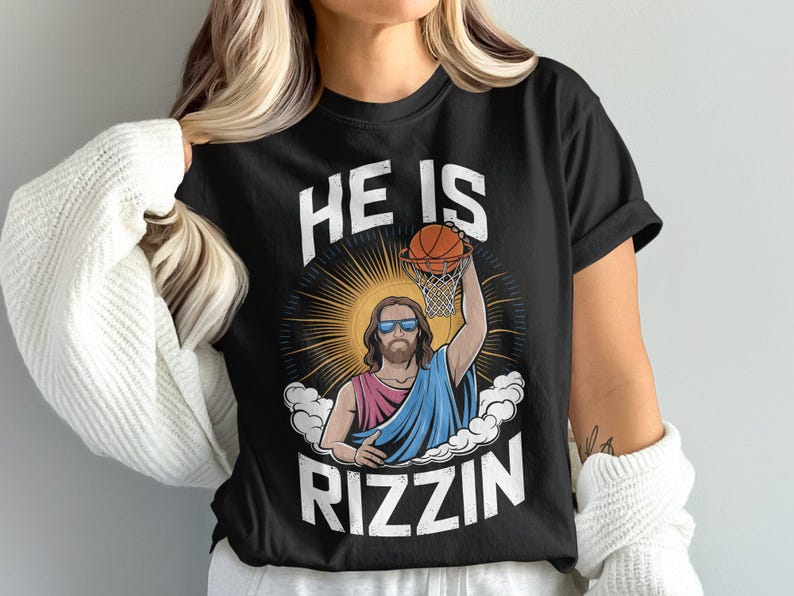 He is Rizzin SVG Digital Design, Basketball Jesus Art, Funny Sports ...