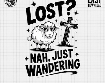Lost Wandering Sheep PNG Digital Download, Christian Religious Clipart, Funny Sheep Design, Commercial Use Digital File