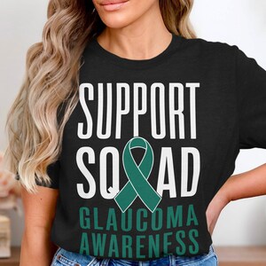 Support Squad Glaucoma Awareness T-Shirt, Green Ribbon Design, Eye Health Awareness Tee, Support for Glaucoma Patients, Medical Cause Shirt