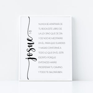 Impresión bíblica en español, Josué 1:8, cita imprimible en español, versículo bíblico, decoración del hogar en español, arte mural imprimible, versículo de la Biblia