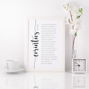 Spanish Bible Print, El amor es sufrido, Spanish Printable Quote, Bible Verse, Spanish Home Decor, Printable Wall Art, Verso de la biblia