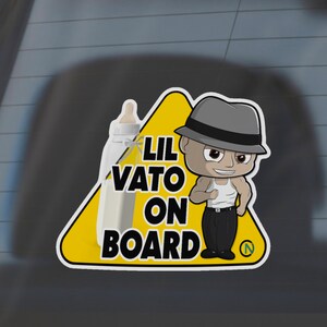 Dziecko na pokładzie, Lil vato na pokładzie niestandardowa naklejka winylowa z postacią chibi phathead, naklejka z dzieckiem w samochodzie