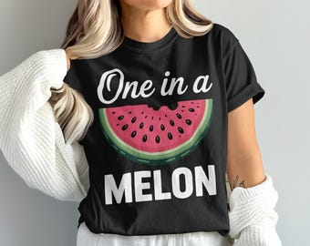 One In A Melon Digital, Funny Watermelon Puns, Summer Fruit Graphics, Cute Food Art, Commercial Use, Instant Download, PNG Print Files
