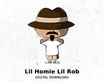 Lil Homie Lil Rob Digital Print | Hip Hop Art  Digital download | Urban Streetwear Illustration | Chicano Art | Custom Homies Png