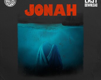 Jonah and the Whale Digital Art, Biblical Story PNG, Religious Printable Art, Christian Wall Decor, Instant Download, Commercial Use