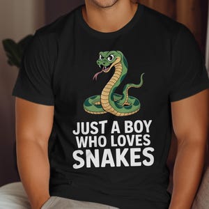 Just a Boy Who Loves Snakes T-Shirt, Serpent Lover Graphic Tee, Snake Enthusiast Shirt, Reptile Fan Gift, Animal Themed Apparel