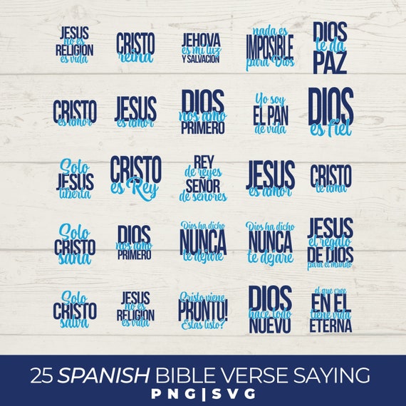 25 Spanish bible verse SVG and PNG files, Ready for cut machine files, custom bible verse cut files, spanish quote svg and transparent files
