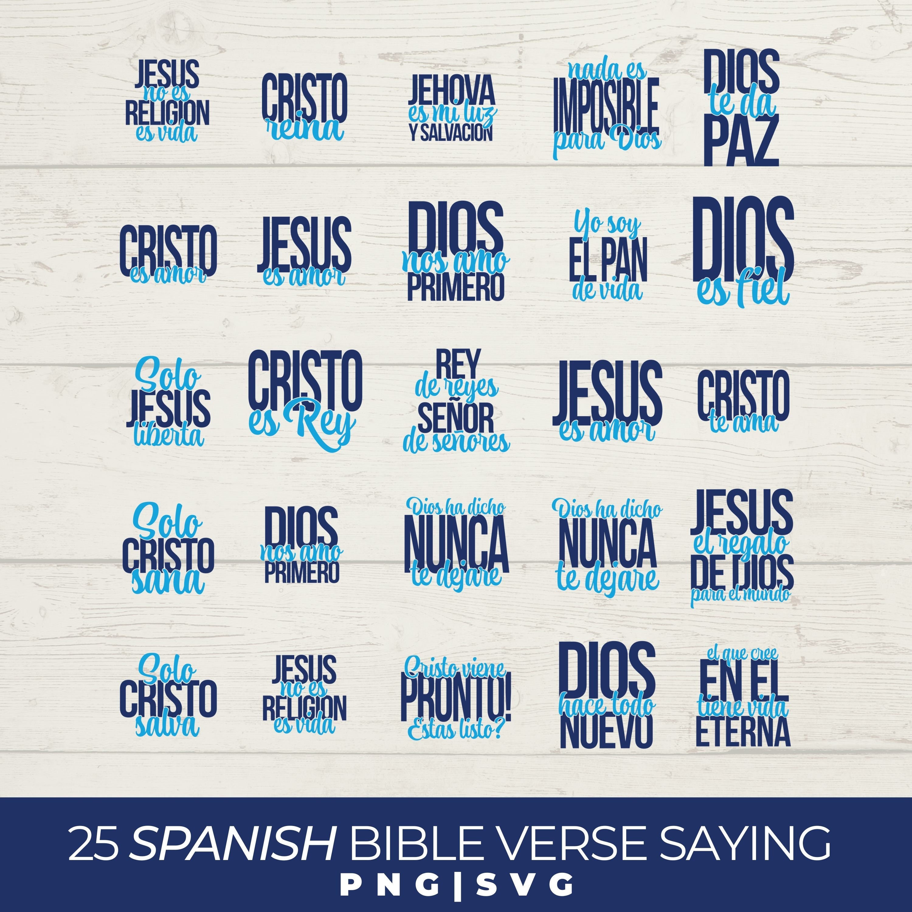 25 Spanish bible verse SVG and PNG files, Ready for cut machine files, custom bible verse cut files, spanish quote svg and transparent files