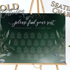 Green Golden Collection Wedding Seating Chart | 3 editable templates included | Editable via Templett App