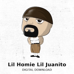 Impresión de arte digital de Lil Homie Lil Juanito: ilustración de estilo callejero urbano de descarga instantánea / arte chicano / Homies personalizados Png