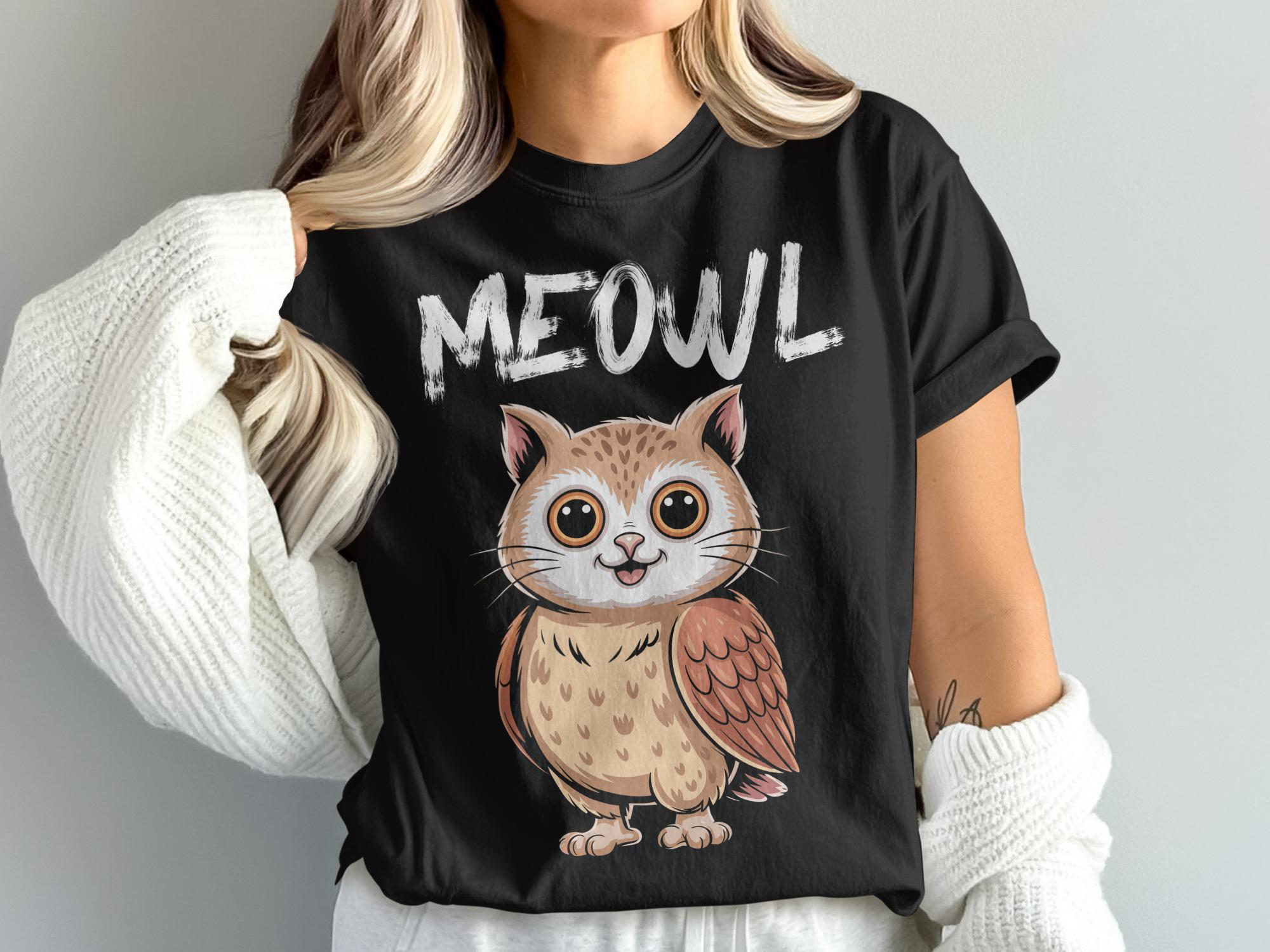 Meowl Cat Owl Hybrid PNG | Cute Animal Mashup Sublimation Design | Digital Download for Shirts, Mugs