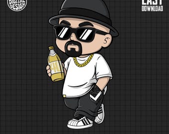 Cholo Cartoon digitale download, gangster clipart png, lowrider kunst, 40oz vectorafbeelding, instant download, licentie voor commercieel gebruik