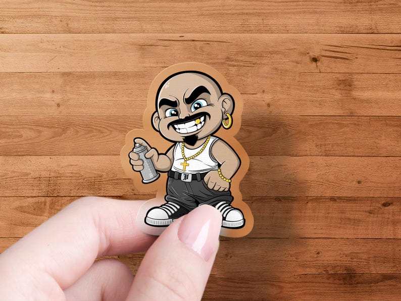 Lil Crazy Vato Chicano Cholo Homies-illustraties, handgetekende digitale kunst, hoge kwaliteit 300 dpi, uniek Homies-kunstwerk, digitale download afbeelding 4