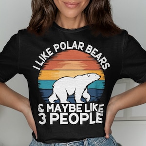 Funny Polar Bear T-Shirt, Retro Sunset Graphic Tee, Cool Wildlife Lover Gift, Unique Animal Themed Shirt, Casual Statement Top