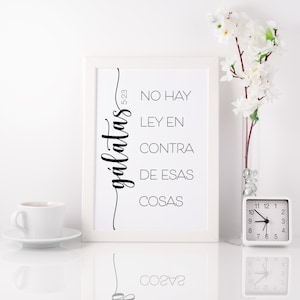Spanish Bible Print, Galatas 5:23, Spanish Printable Quote, Bible Verse, Spanish Home Decor, Printable Wall Art, Verso de la biblia